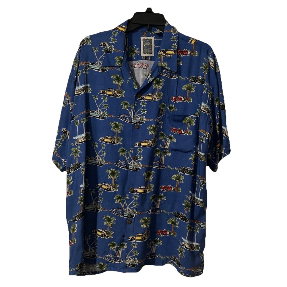 Genuine Ocean Current Vintage Original Hawaiian Shirt Men's Large Classic Cars